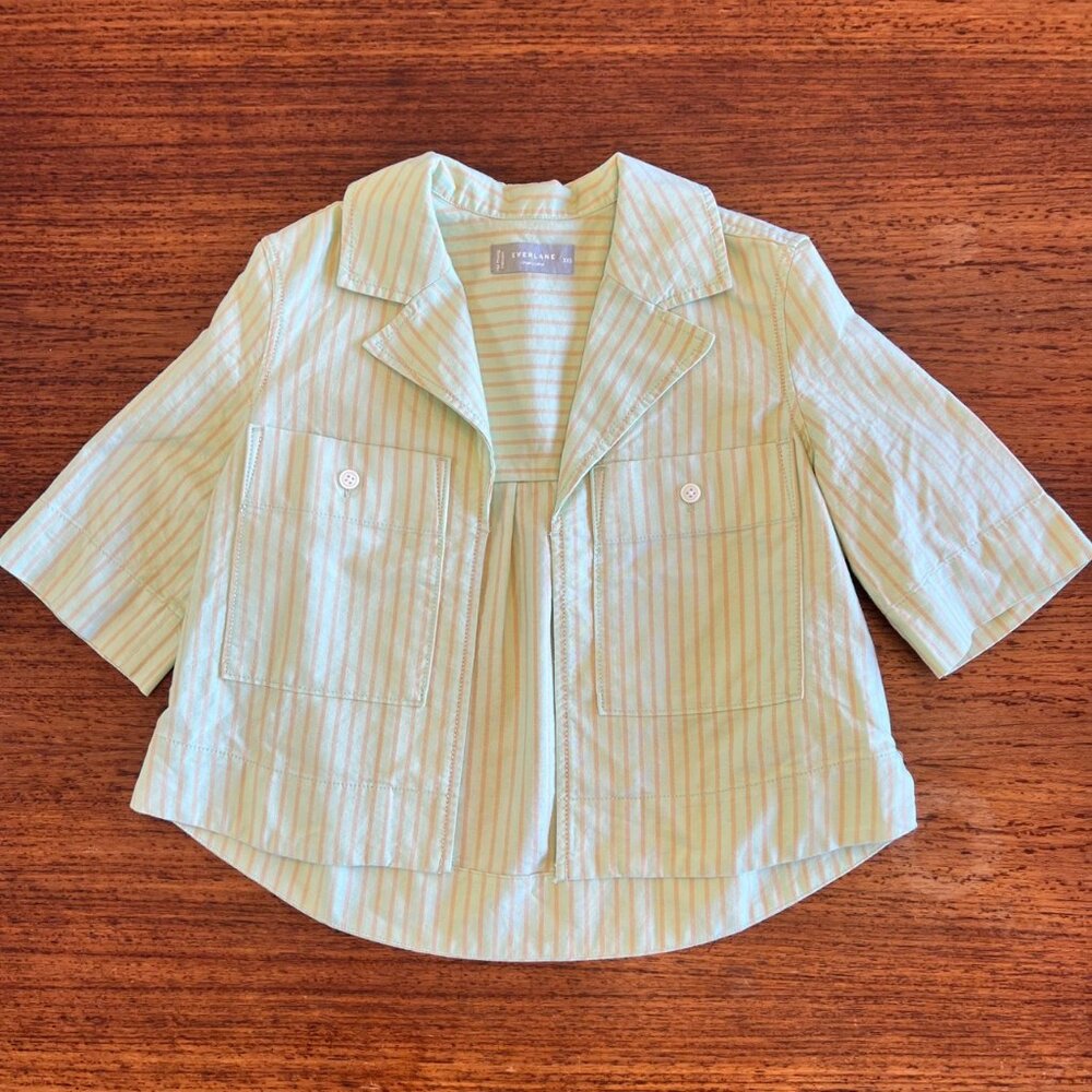 Everlane Oxford Popover Organic Cotton Cropped Bolero Style Top
